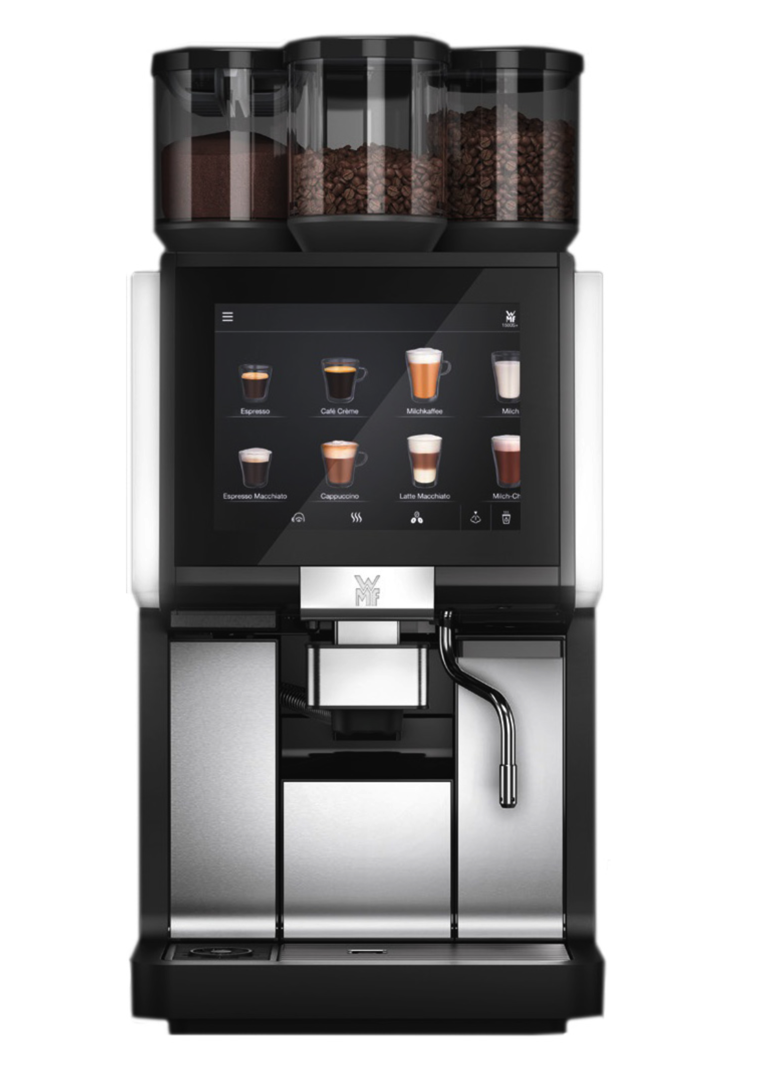 WMF 1500 S+ mit Festwasseranschluss, 2 Mühlen, Schokopulver und Easy Milk für heiße und kalte Milch WMF 1500 S+ mit Festwasseranschluss, 2 Mühlen, Schokopulver und Easy Milk für heiße und kalte Milch kaufen, leasen oder mieten
